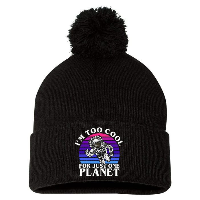 I'm Too Cool For Just One Planet Astronaut Pom Pom 12in Knit Beanie