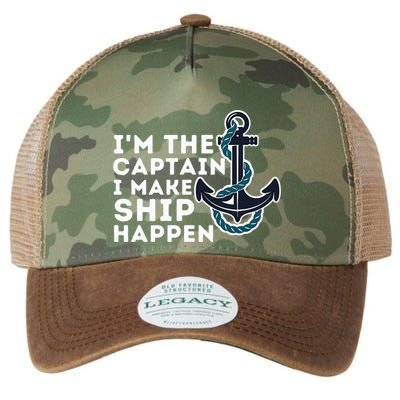 IM The Captain I Make Ship Happen Boat Captain & Boating Legacy Tie Dye Trucker Hat