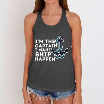 IM The Captain I Make Ship Happen Boat Captain & Boating Women's Knotted Racerback Tank
