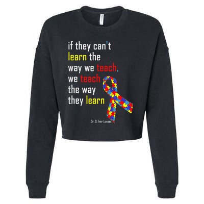 If They Can't.. Autism Awarness Puzzle Cropped Pullover Crew