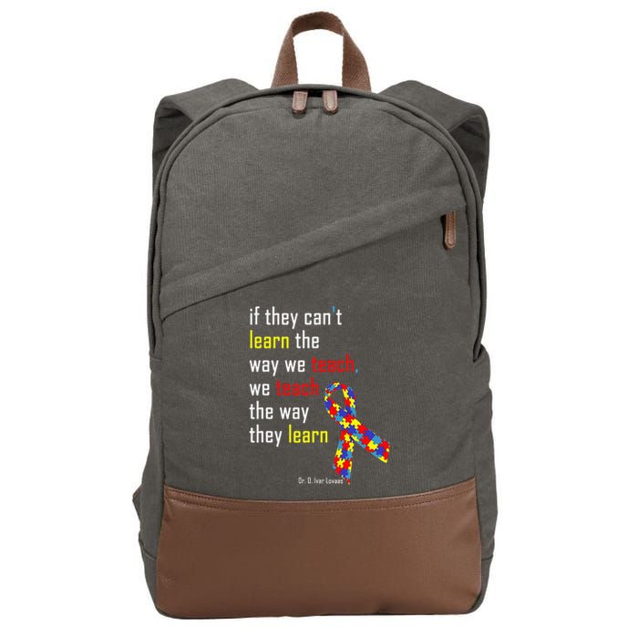 If They Can't.. Autism Awarness Puzzle Cotton Canvas Backpack