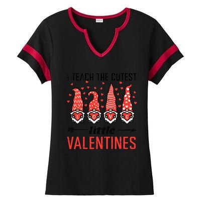 I Teach Cutest Little Valentines Gnomes Love Teacher Wo Ladies Halftime Notch Neck Tee