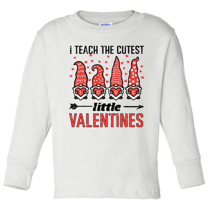 I Teach Cutest Little Valentines Gnomes Love Teacher Wo Toddler Long Sleeve Shirt