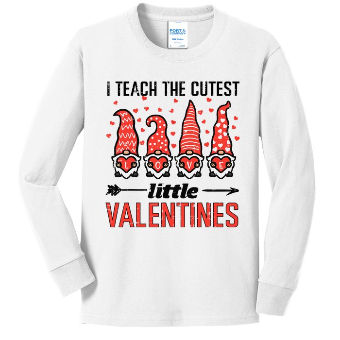 I Teach Cutest Little Valentines Gnomes Love Teacher Wo Kids Long Sleeve Shirt