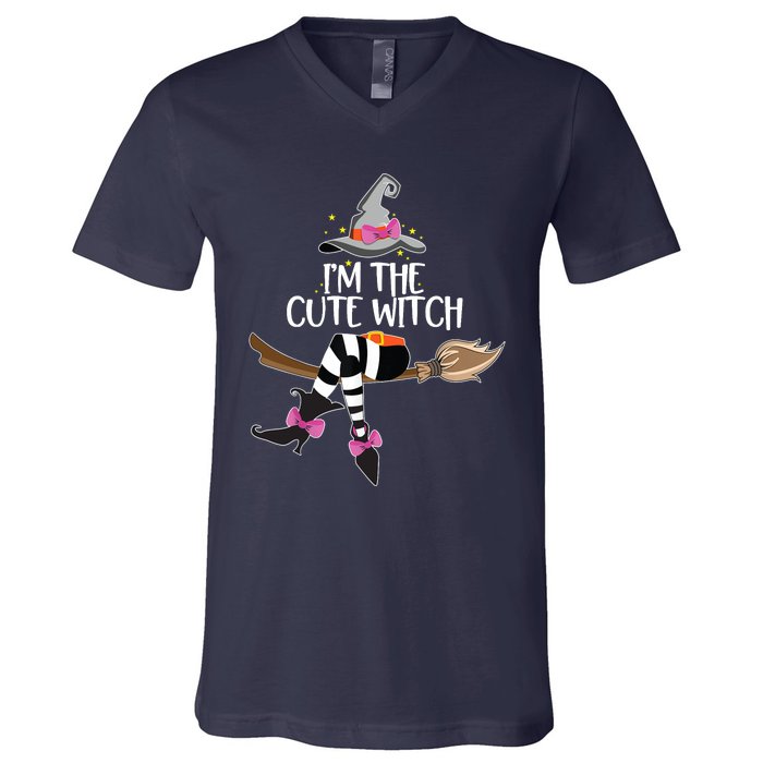 Im The Cute Witch Halloween Matching Group Costume V-Neck T-Shirt