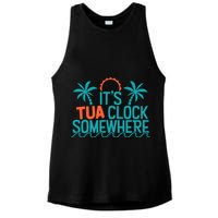 It’S Tua Clock Somewhere Sometimes Ladies PosiCharge Tri-Blend Wicking Tank