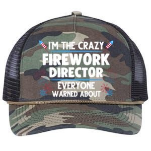 Im The Crazy Firework Director 4th Of July Gift Retro Rope Trucker Hat Cap