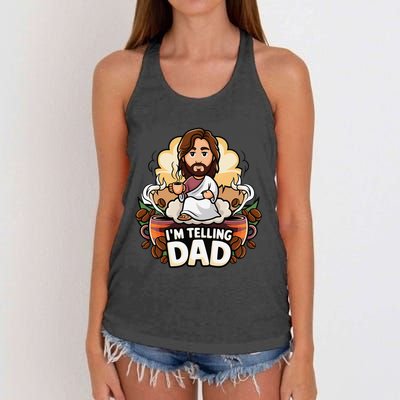 IM Telling Dad Jesus Women's Knotted Racerback Tank