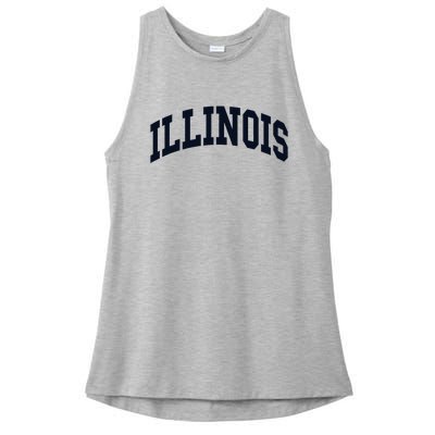 Illinois Throwback Design Classic Ladies PosiCharge Tri-Blend Wicking Tank