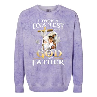 I Took DNA Test And God Is My Father Christian Fathers Day Colorblast Crewneck Sweatshirt