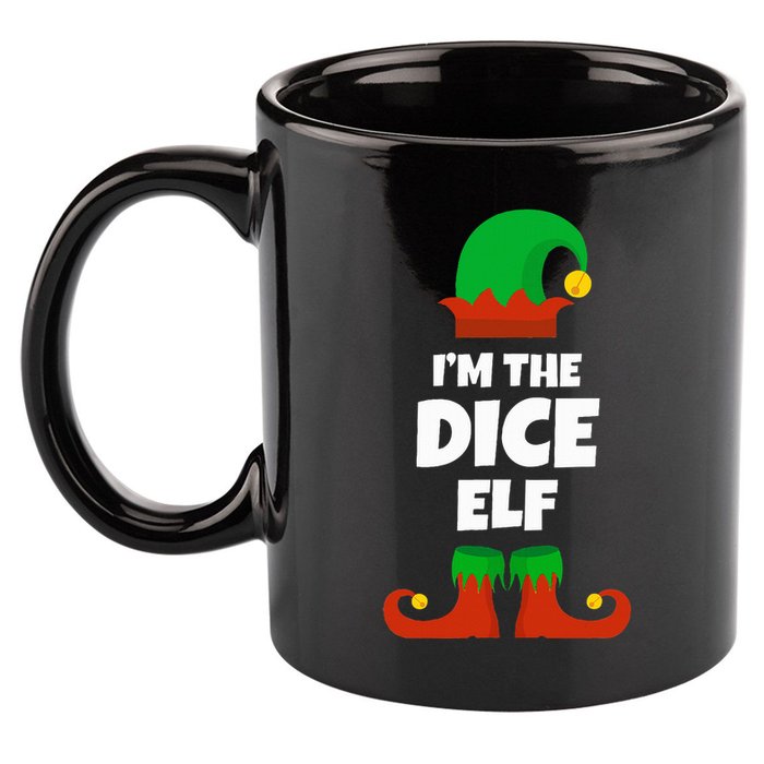 IM The Dice Elf Family Pajama Christmas Funny Bunco Rpg 11oz C Handle Ceramic Mug