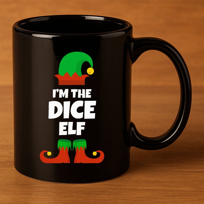 IM The Dice Elf Family Pajama Christmas Funny Bunco Rpg 11oz C Handle Ceramic Mug