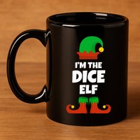 IM The Dice Elf Family Pajama Christmas Funny Bunco Rpg 11oz C Handle Ceramic Mug