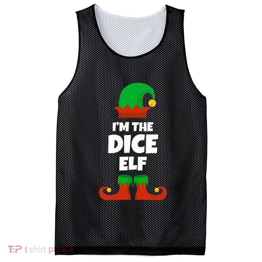IM The Dice Elf Family Pajama Christmas Funny Bunco Rpg Mesh Reversible Basketball Jersey Tank