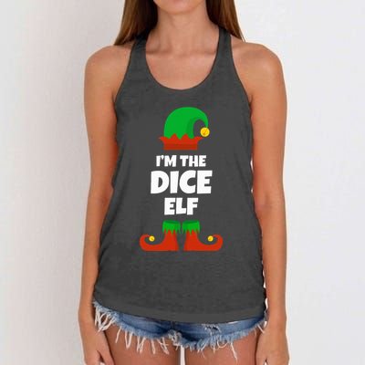 IM The Dice Elf Family Pajama Christmas Funny Bunco Rpg Women's Knotted Racerback Tank