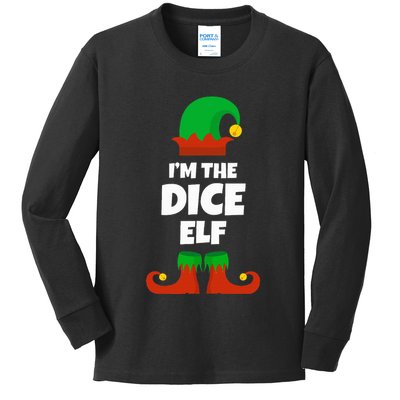 IM The Dice Elf Family Pajama Christmas Funny Bunco Rpg Kids Long Sleeve Shirt