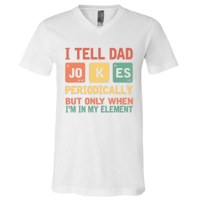 I Tell Dad Jokes Periodically Fathers Day Periodic Table V-Neck T-Shirt