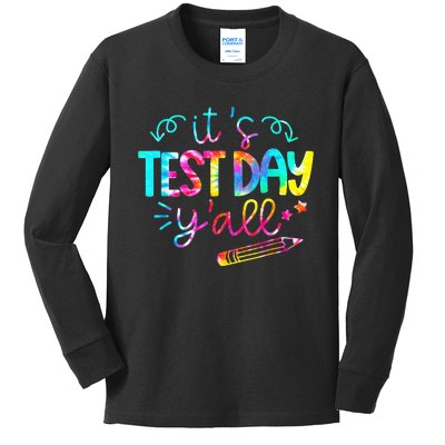 It's Test Day Yall Tie Dye Test Day Teacher Kids Long Sleeve Shirt