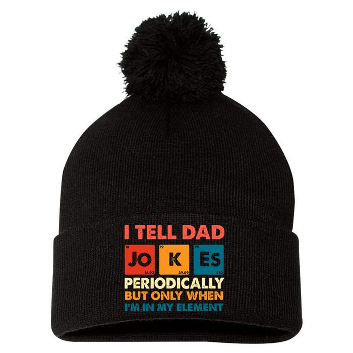 I Tell Dad Jockes Father's Day Pom Pom 12in Knit Beanie