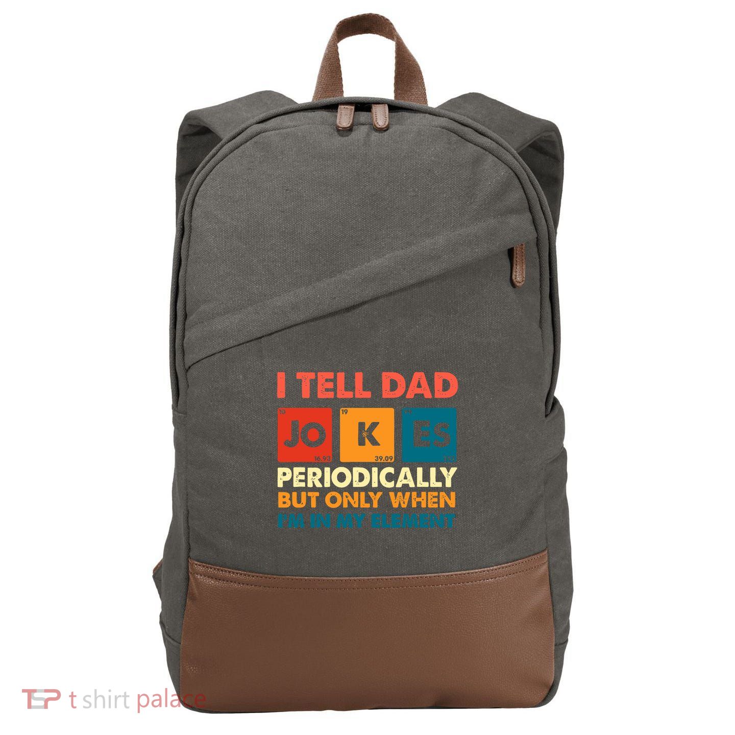 I Tell Dad Jockes Father's Day Cotton Canvas Backpack