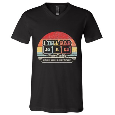I Tell Dad Jokes Periodically Retro Style V-Neck T-Shirt