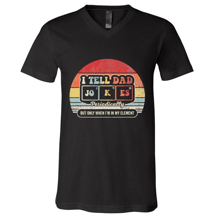 I Tell Dad Jokes Periodically Retro Style V-Neck T-Shirt