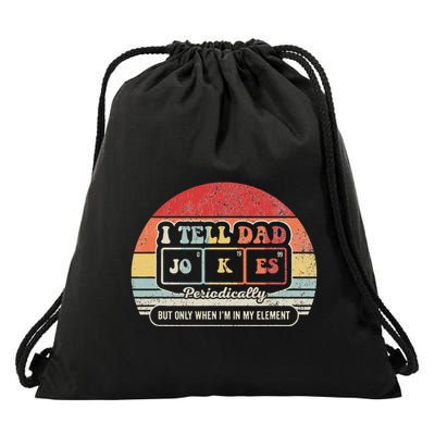 I Tell Dad Jokes Periodically Retro Style Drawstring Bag