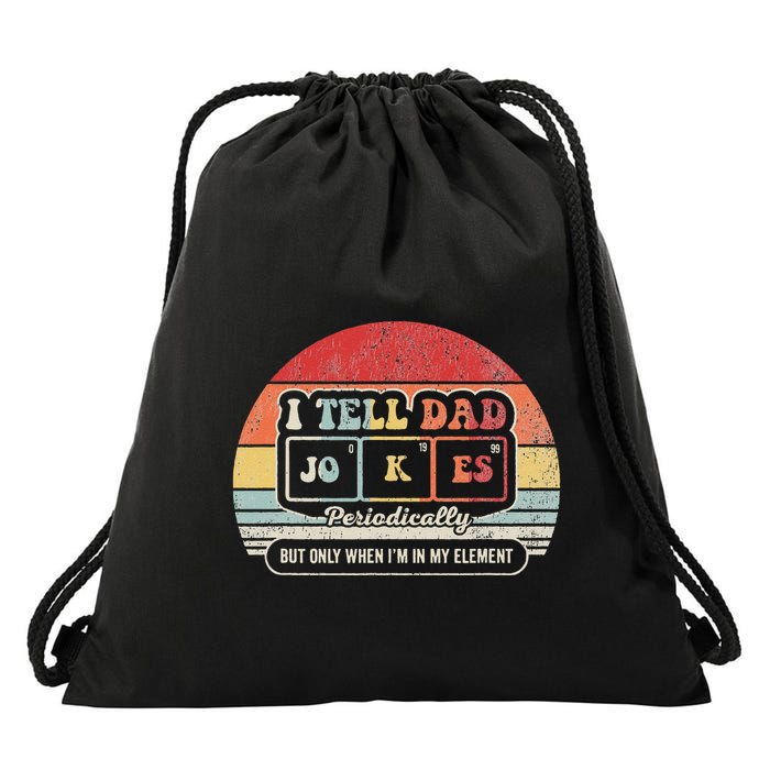 I Tell Dad Jokes Periodically Retro Style Drawstring Bag
