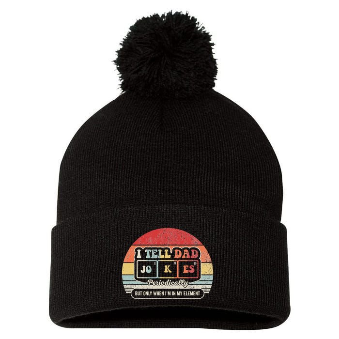 I Tell Dad Jokes Periodically Retro Style Pom Pom 12in Knit Beanie