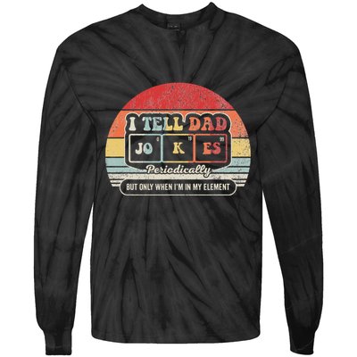 I Tell Dad Jokes Periodically Retro Style Tie-Dye Long Sleeve Shirt