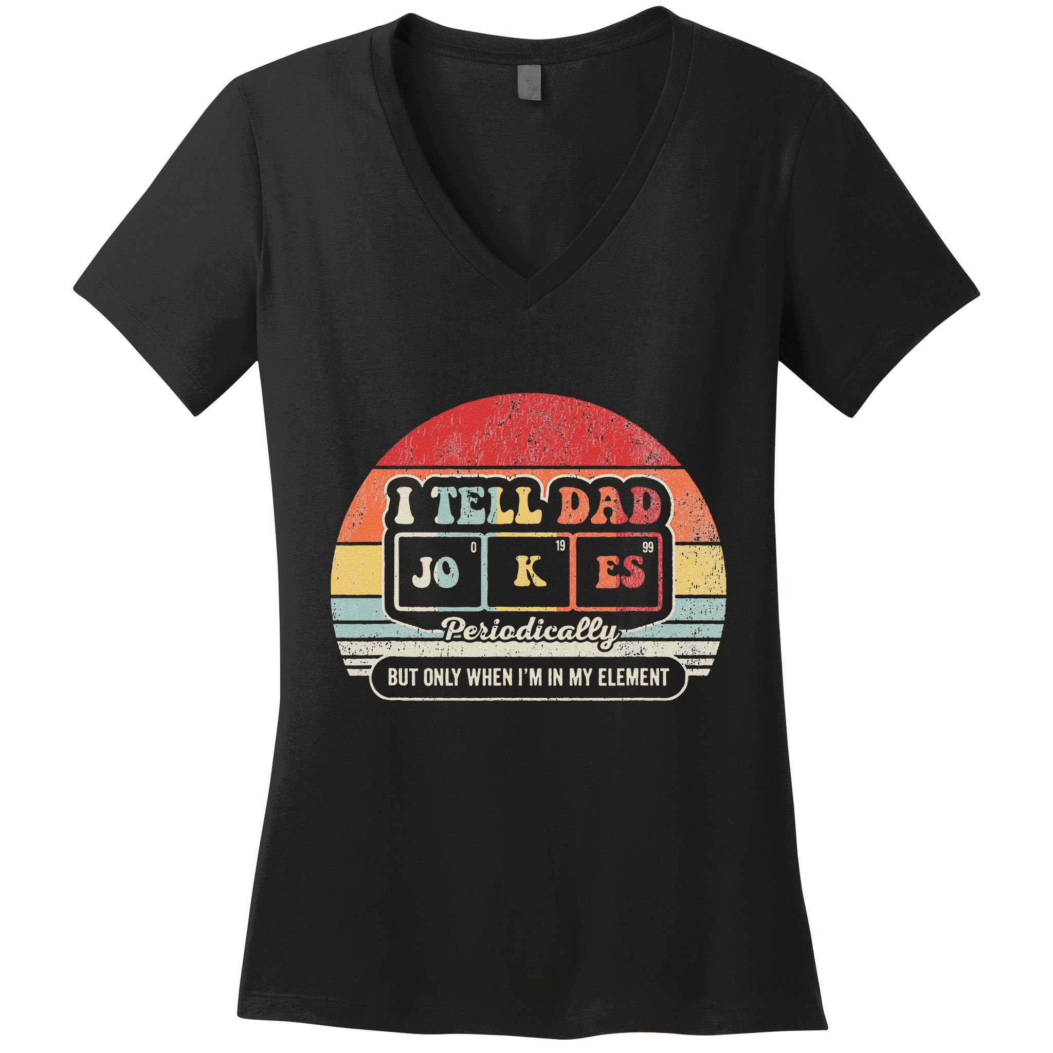 I Tell Dad Jokes Periodically Retro Style Women's V-Neck T-Shirt