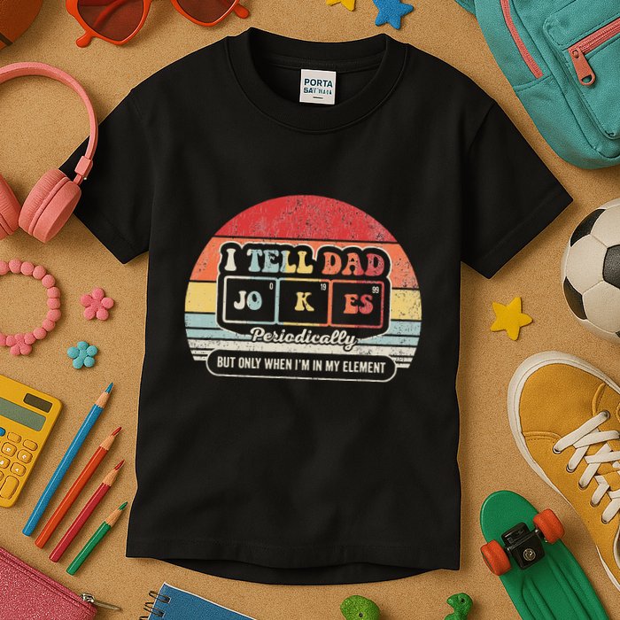 I Tell Dad Jokes Periodically Retro Style Kids T-Shirt