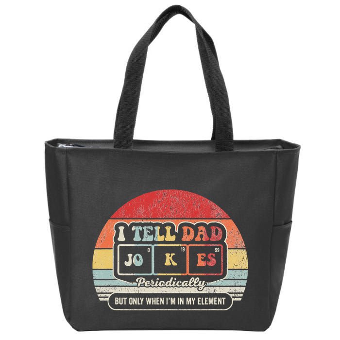 I Tell Dad Jokes Periodically Retro Style Zip Tote Bag