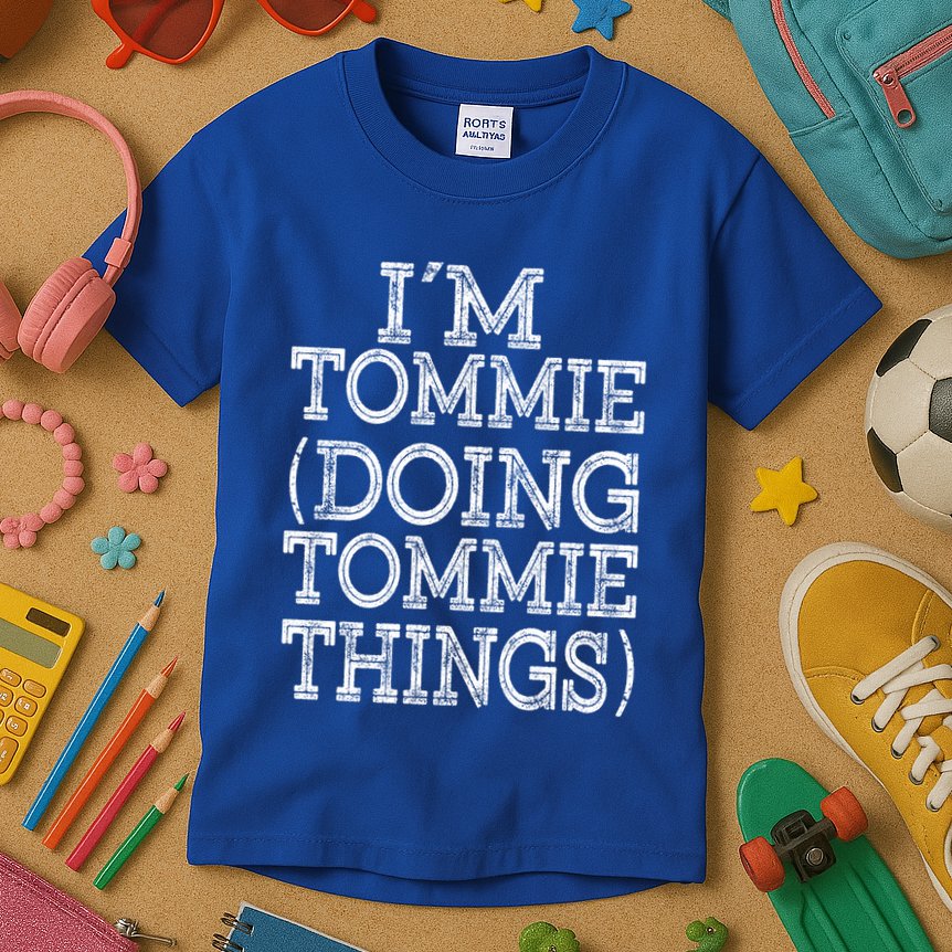 I'm Tommie Doing Tommie Things Family Reunion First Name Funny Gift Kids T-Shirt