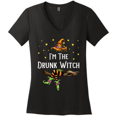 Im the Drunk Witch Halloween Matching Group Costume Women's V-Neck T-Shirt
