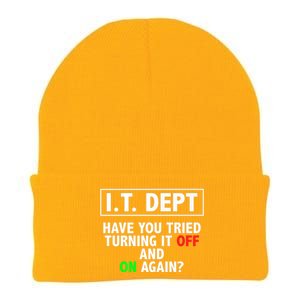 I T Dept Have You Tried Turning It Off And On Again Gift Knit Cap Winter Beanie