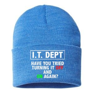 I T Dept Have You Tried Turning It Off And On Again Gift Sustainable Knit Beanie