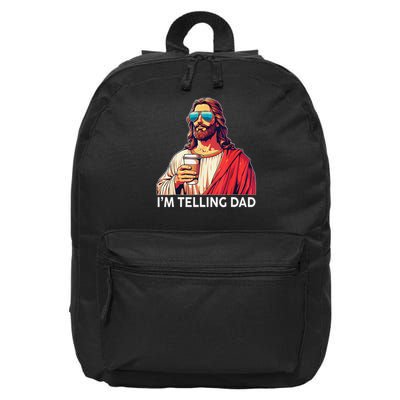 Im Telling Dad Funny Religious Christian Jesus Meme 16 in Basic Backpack