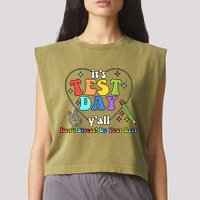 ItS Test Day YAll Funny Testing Day Garment-Dyed Women's Muscle Tee