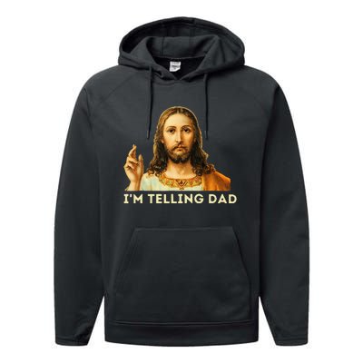 IM Telling Dad Religious Christian Jesus Meme Performance Fleece Hoodie