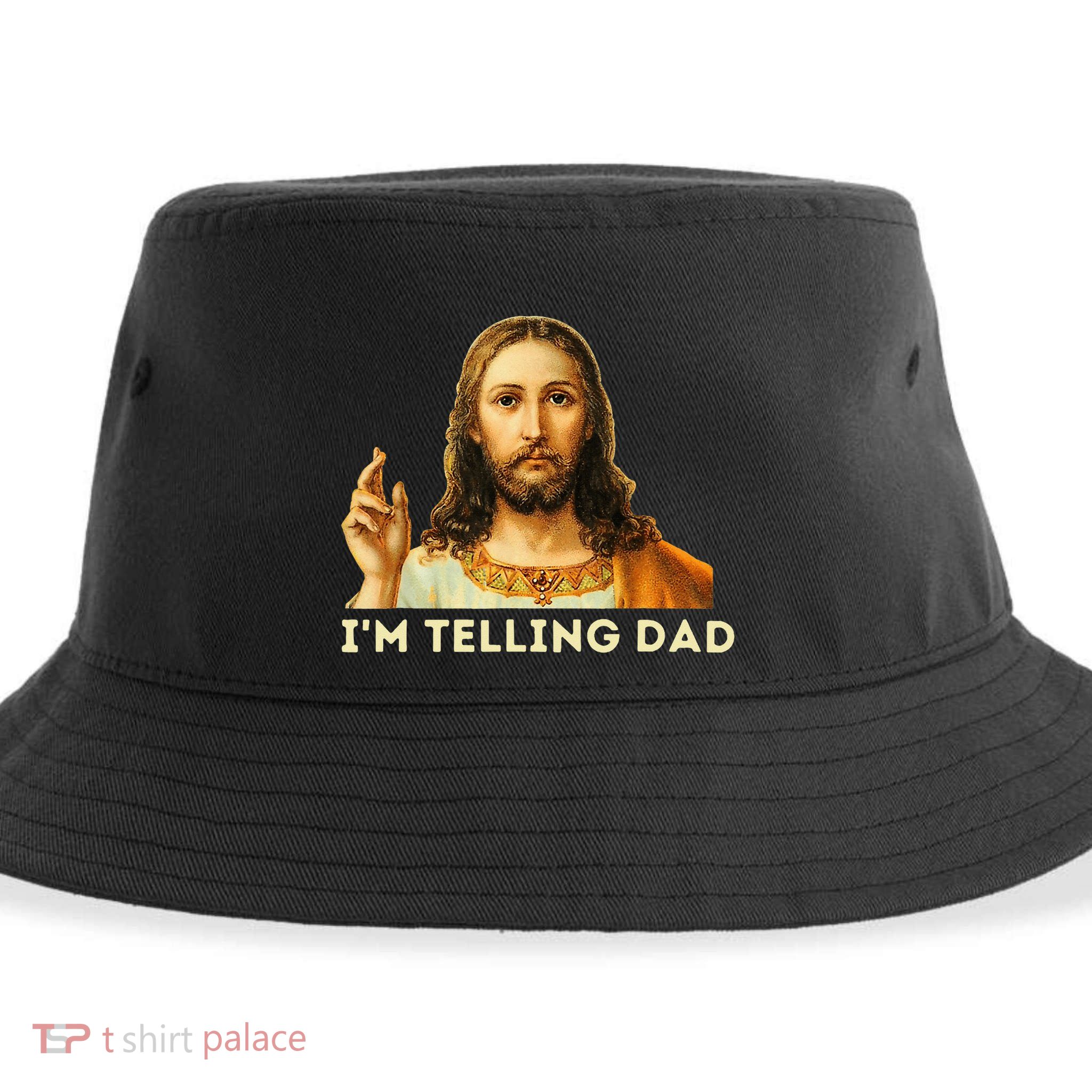IM Telling Dad Religious Christian Jesus Meme Sustainable Bucket Hat