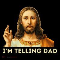 IM Telling Dad Religious Christian Jesus Meme Bucket Hat