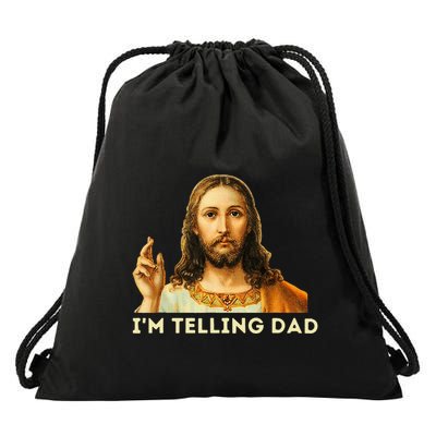 IM Telling Dad Religious Christian Jesus Meme Drawstring Bag