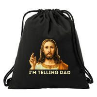 IM Telling Dad Religious Christian Jesus Meme Drawstring Bag