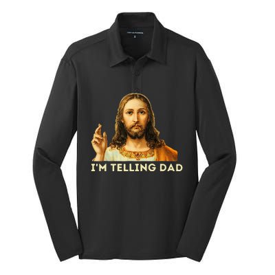 IM Telling Dad Religious Christian Jesus Meme Silk Touch Performance Long Sleeve Polo