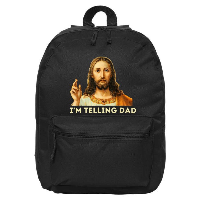 IM Telling Dad Religious Christian Jesus Meme 16 in Basic Backpack