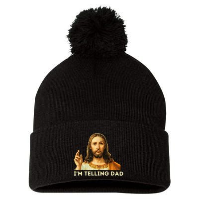 IM Telling Dad Religious Christian Jesus Meme Pom Pom 12in Knit Beanie