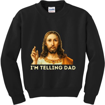 IM Telling Dad Religious Christian Jesus Meme Kids Sweatshirt