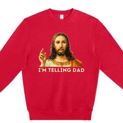 IM Telling Dad Religious Christian Jesus Meme Premium Crewneck Sweatshirt