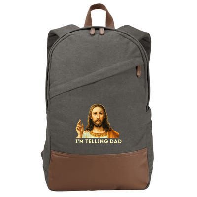 IM Telling Dad Religious Christian Jesus Meme Cotton Canvas Backpack